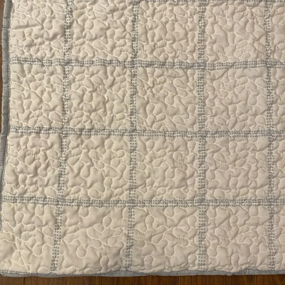 JCP Home Expressions King Quilted Pillow Shams Set Blue White Cotton Farmhouse
